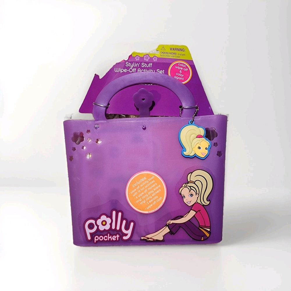 ☀️ Polly Pocket Stylin' Stuff Wipe-Off Activity Plastic‎ Purse Stencils Stickers